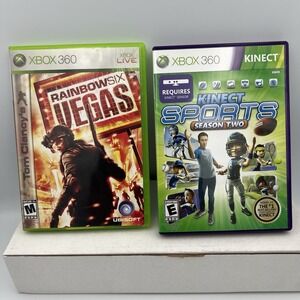 Tom Clancy's Rainbow Six Vegas &Kinect Sports‎ Season2  Xbox 360 Lot of 2
